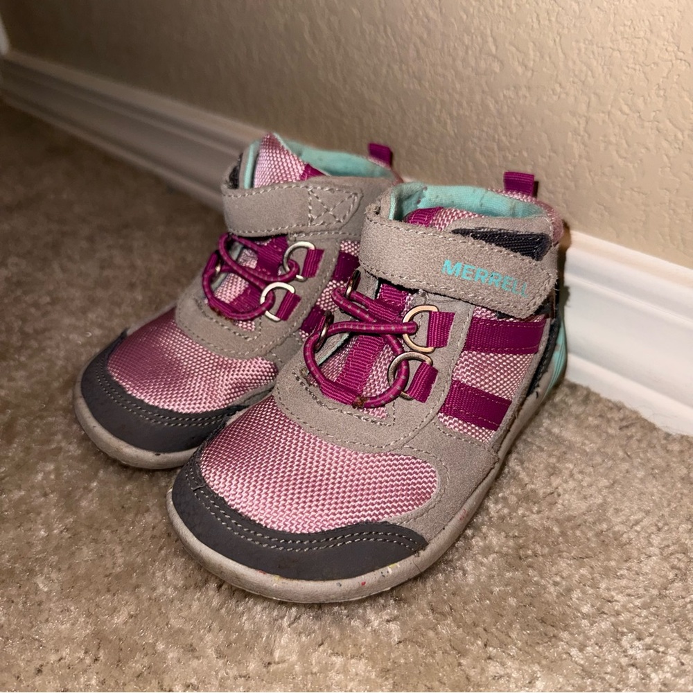 Merrell Kids' Pink and Gray Hiking Boots
